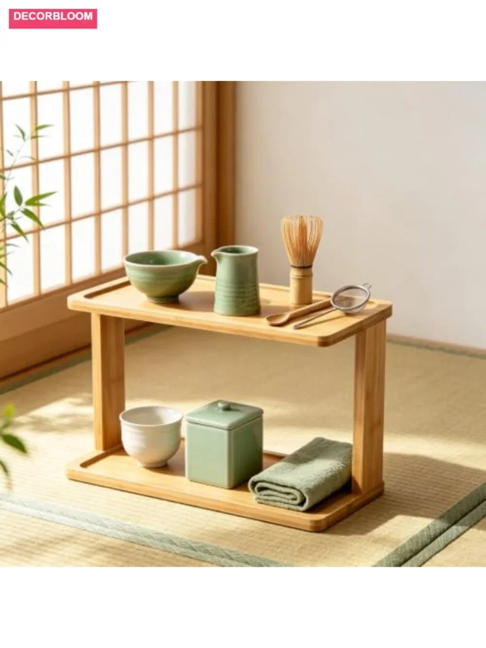 2-Tier Bamboo Countertop Coffee Station Organizer with Coffee Pod Holder